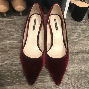 Zara 2-inch Burgundy Suede Heels